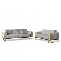 SOFASET Valerie 3-2 - Hellgrau, Holzwerkstoff/Textil (228/79/90cm) - Fun Möbel