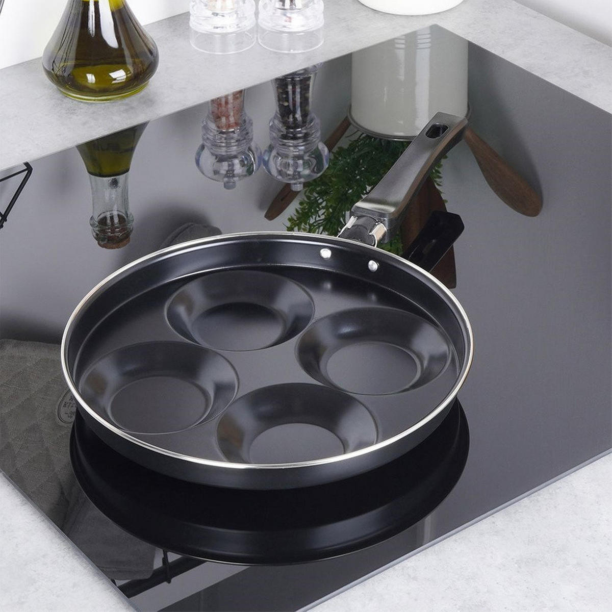 BRATPFANNE für Spiegeleier und Pfannkuchen 25cm 48743 - Schwarz, Metall (25cm) - Orion 