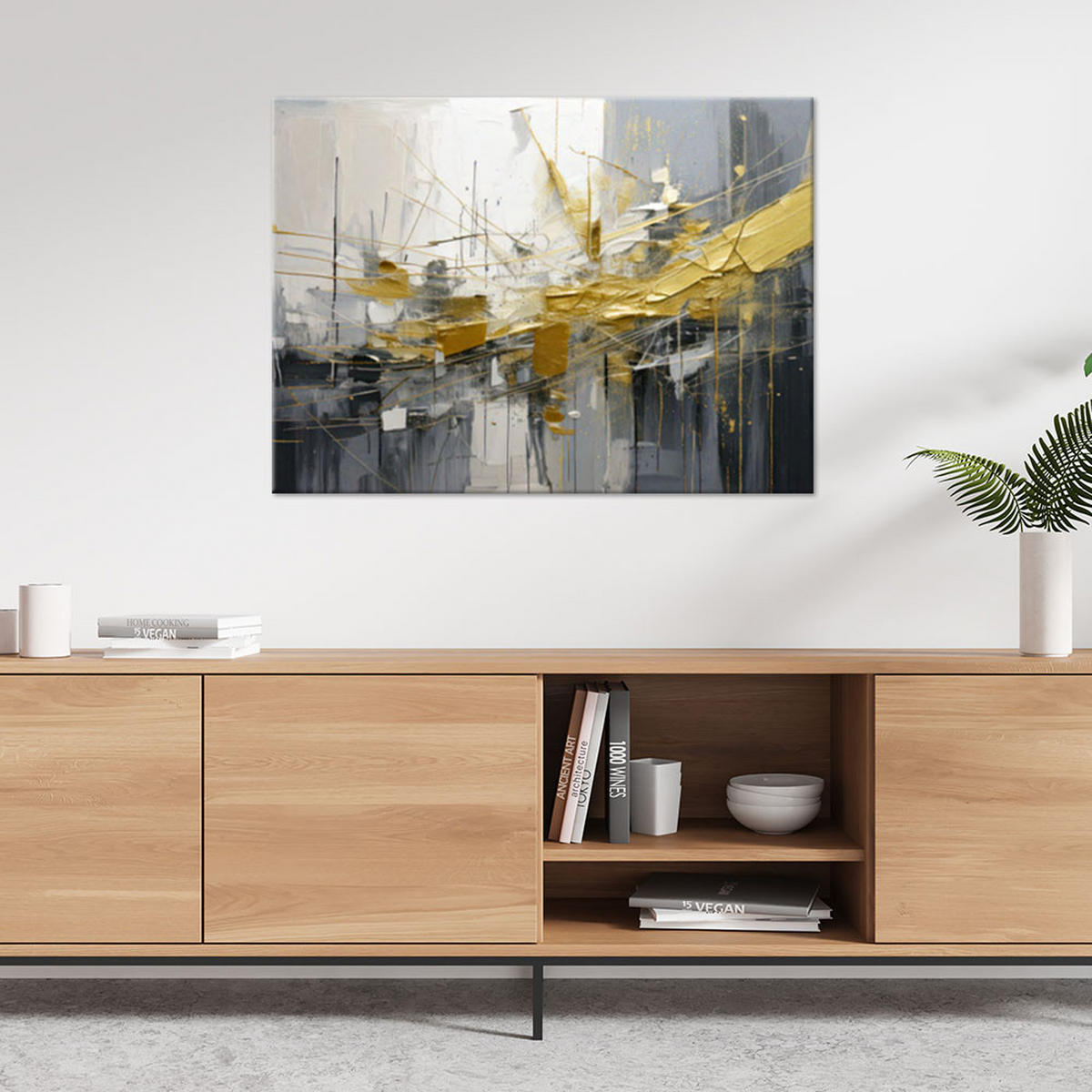 LEINWANDBILD Abstraktion 120x80cm - Goldfarben, Textil (120/80cm) - Feeby