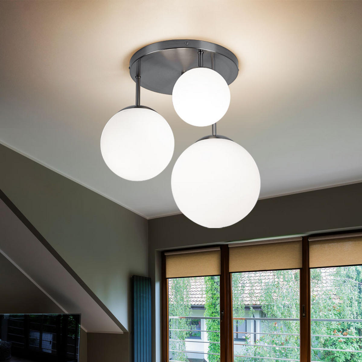 LED DECKENLEUCHTE Joel Silber Metall - Silberfarben, Glas (46.5/46.5/44cm)