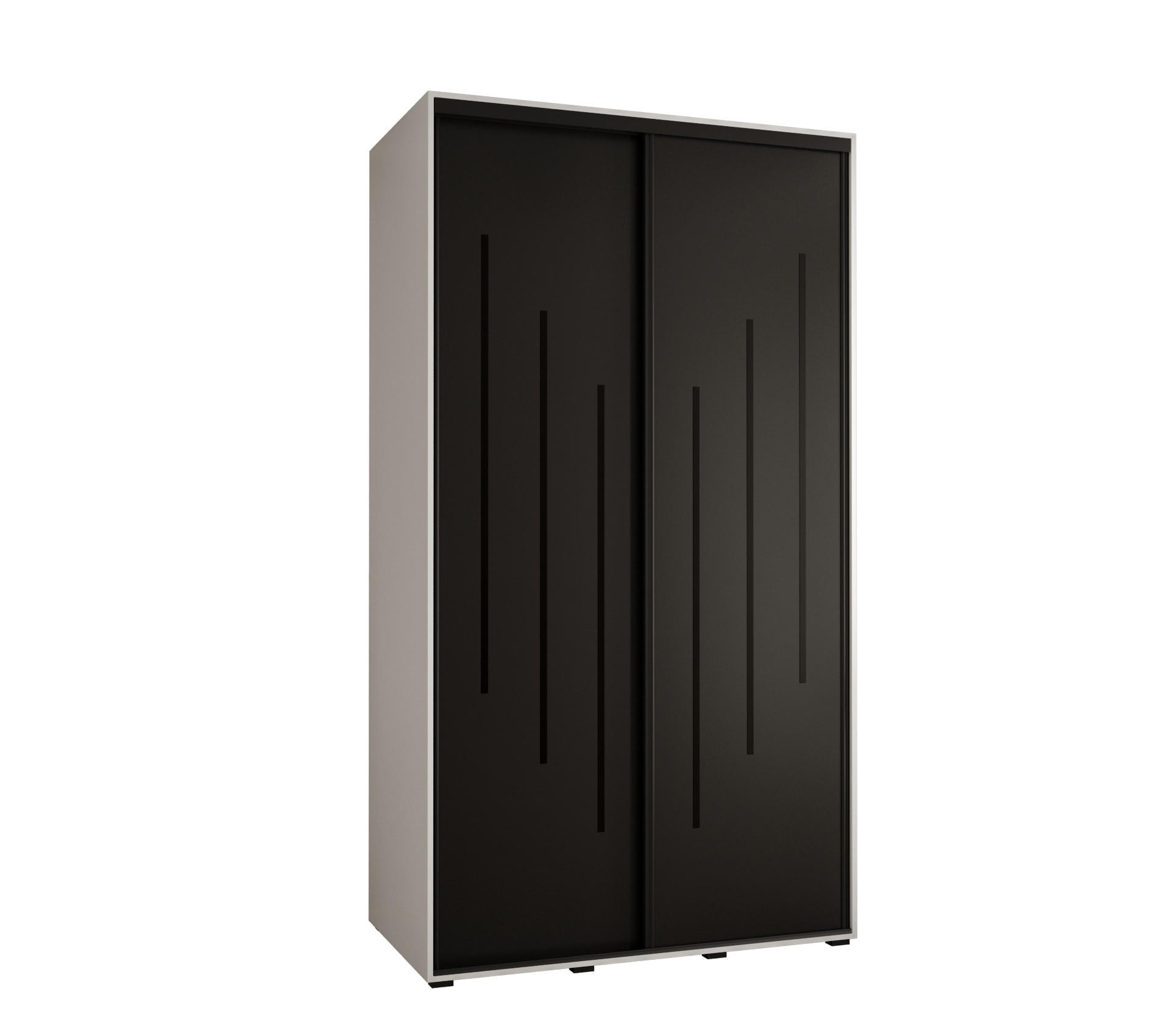 Abiks Möbel Schwebetürenschrank Weiß, Schwarz, Schwarz 130x235x60 cm
