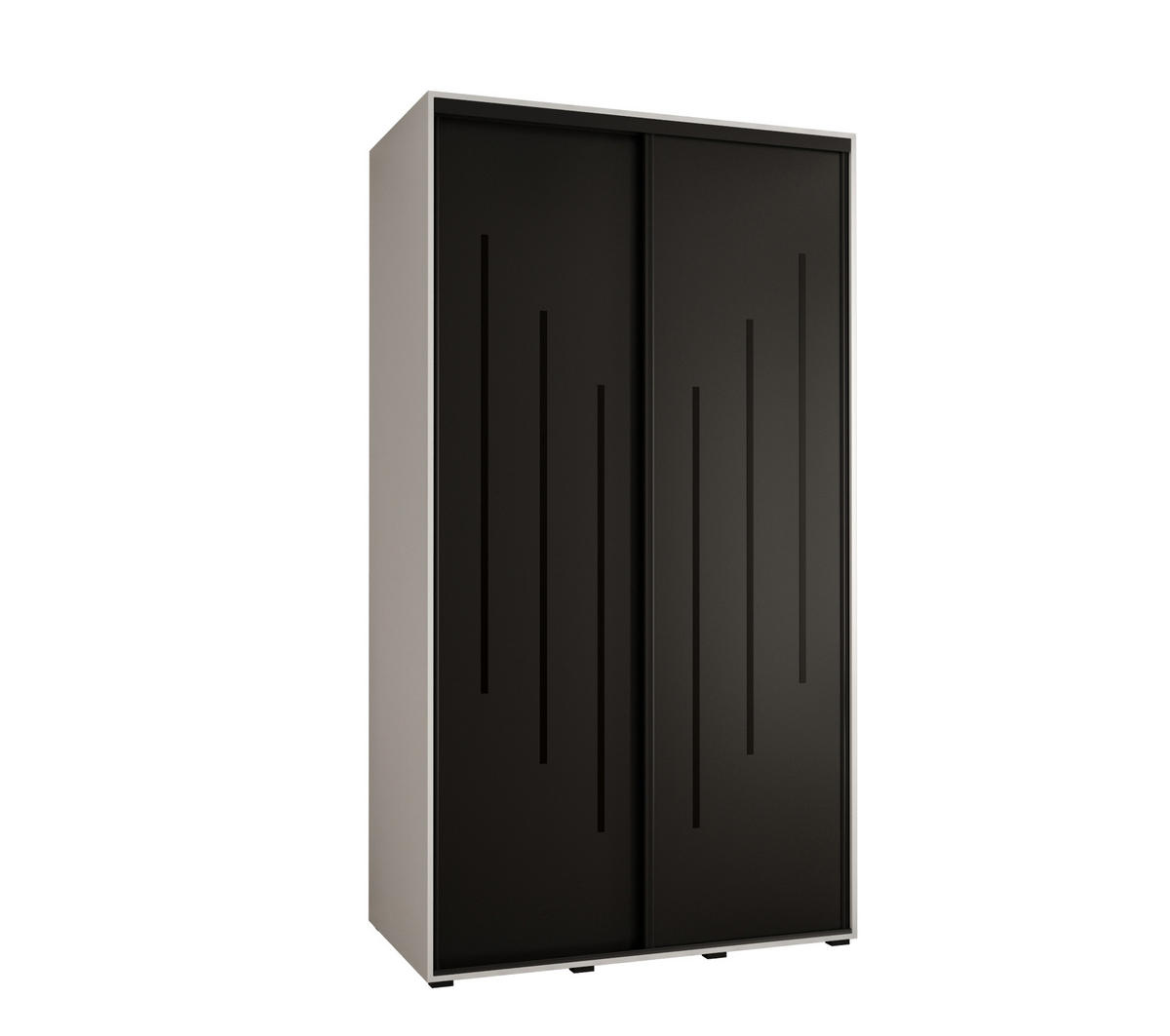 SCHWEBETÜRENSCHRANK 235,2/130/60 2-türig - Schwarz/Weiß, Holz/Metall (130/235/60cm) - Abiks Möbel