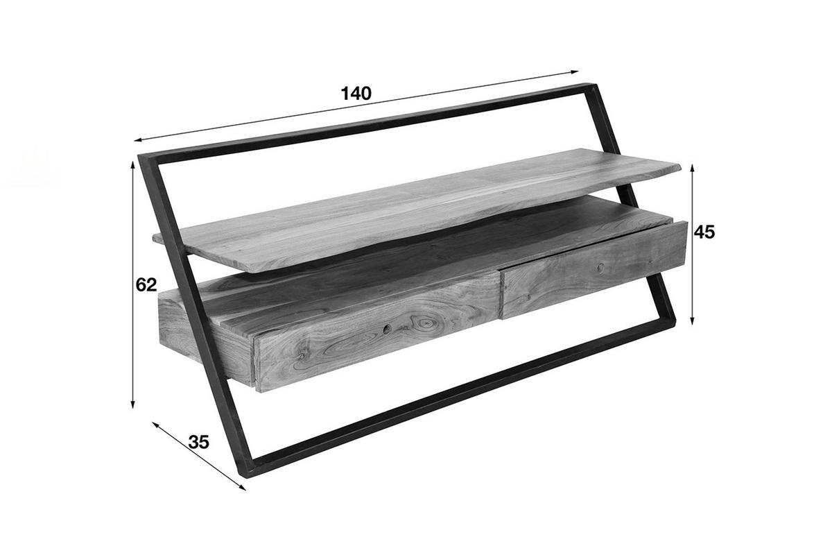 TV-BOARD VITA Braun Akazie - Schwarz/Braun, Holz/Metall (140/62/35cm) - KAWOLA