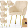 POLSTERSTUHL 6er Set, Metallbeine Beige, Gold 54/82/58 - Beige, Textil (54/82/58cm) - RAUMHIRSCH FURNITURE