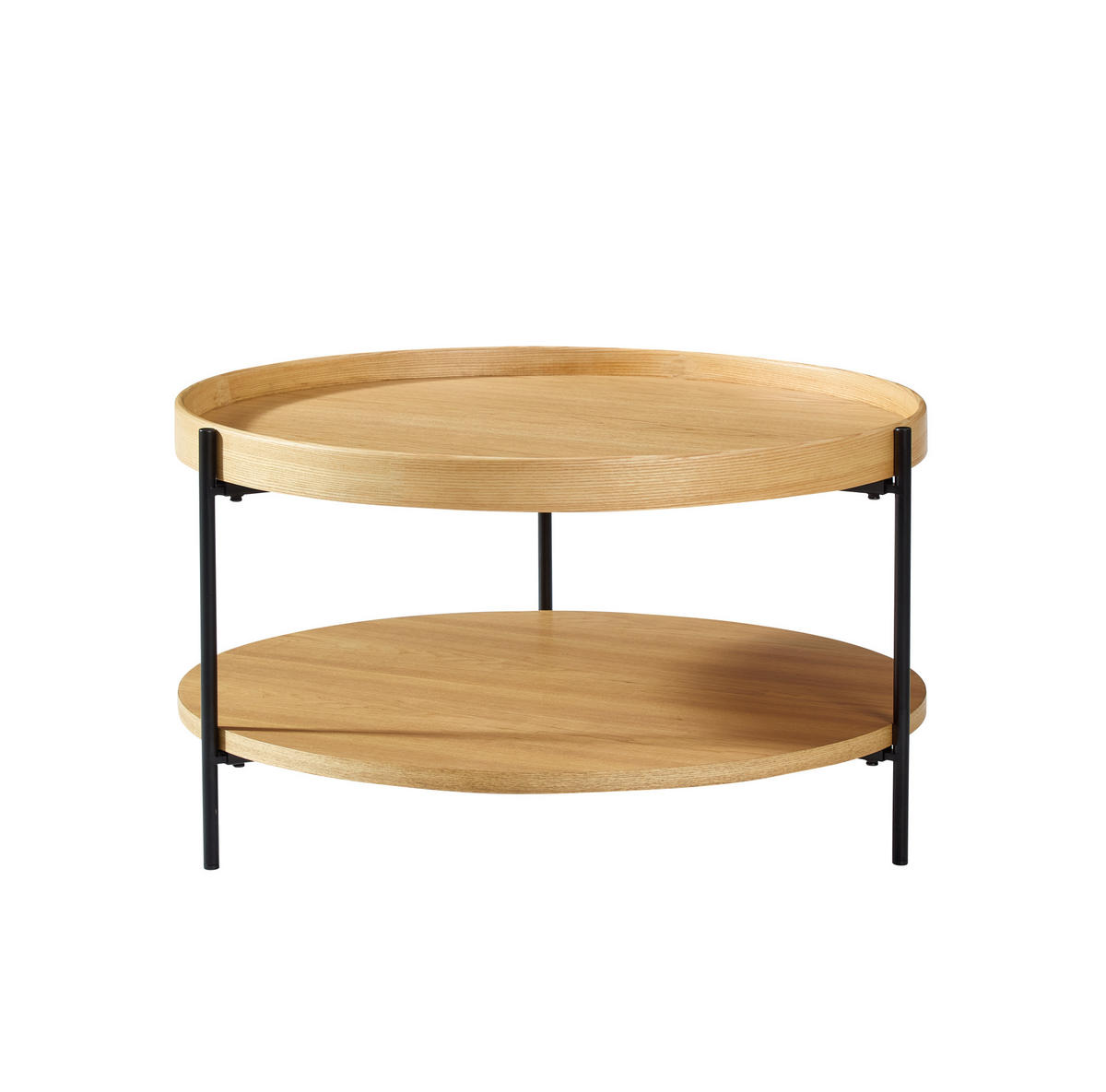 COUCHTISCH 69/69/38 cm mit 2 Ebenen und stabilem Metallgestell, modernes Design, Natur - Naturfarben, Holzwerkstoff (69/69/38cm) - Redom