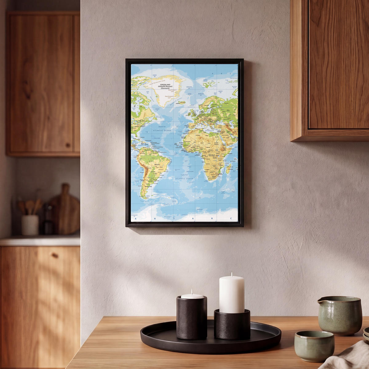 LEINWAND Bilder mit Rahmen - Weltkarte - Statistisch - Blau - Erde - Bildung - 20x30 - Blau, Textil (20/30cm) - MuchoWow