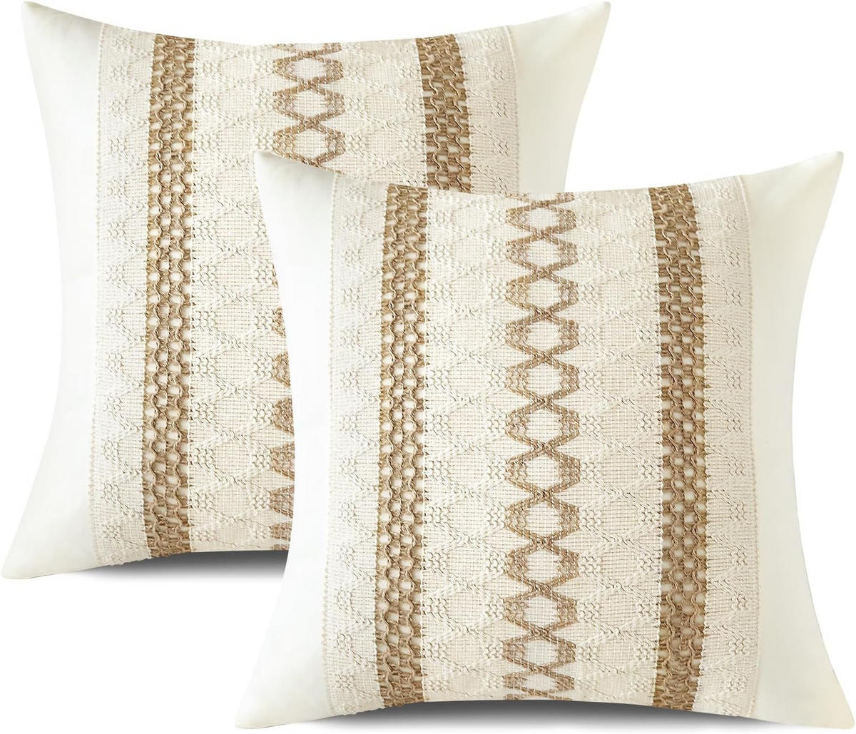 KISSENBEZUG – Füllung nicht enthalten – beige – 45 x 45 cm – 2er-Set - Weiß, Textil (45/45cm)