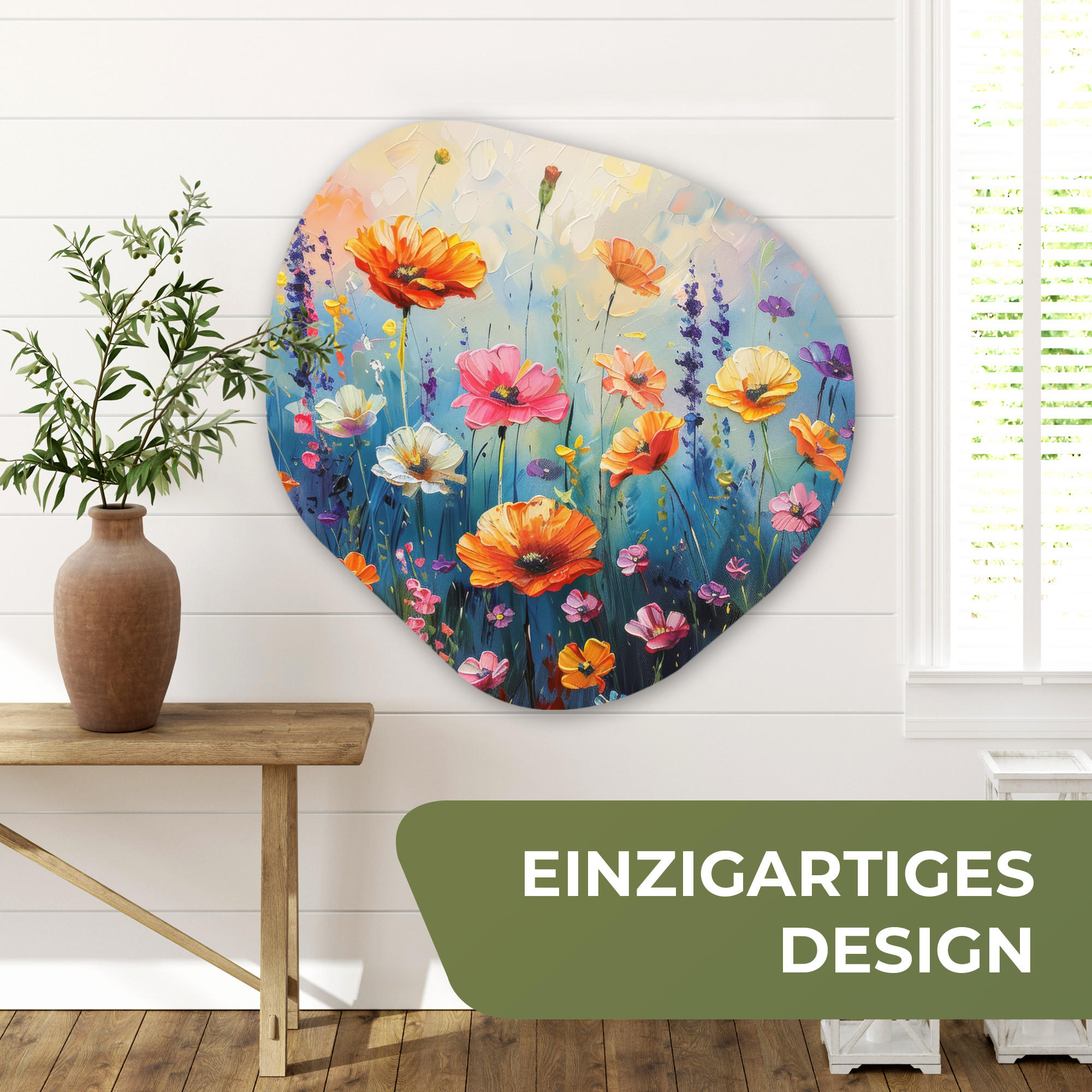 WANDBILD Blumen - Natur - Aquarell - Kunst 90x90 cm - Multicolor, Kunststoff (90/90cm) - MuchoWow