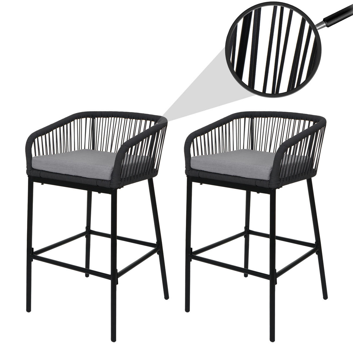 BARSKI STOL Anthracit, svetlo siva - antracit/svetlo siva, kovina (51/92/53cm) - MCW