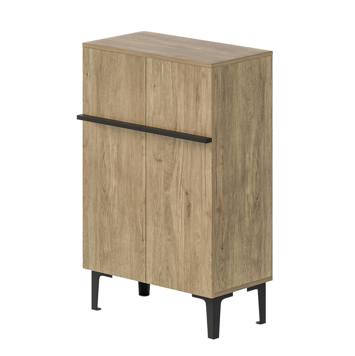 SCHUHSCHRANK 60/34,5/95 cm schwarz in Holzoptik aus Holzwerkstoff mit Doppeltüren - Schwarz, Holzwerkstoff (60/95/34.5cm) - OKWISH