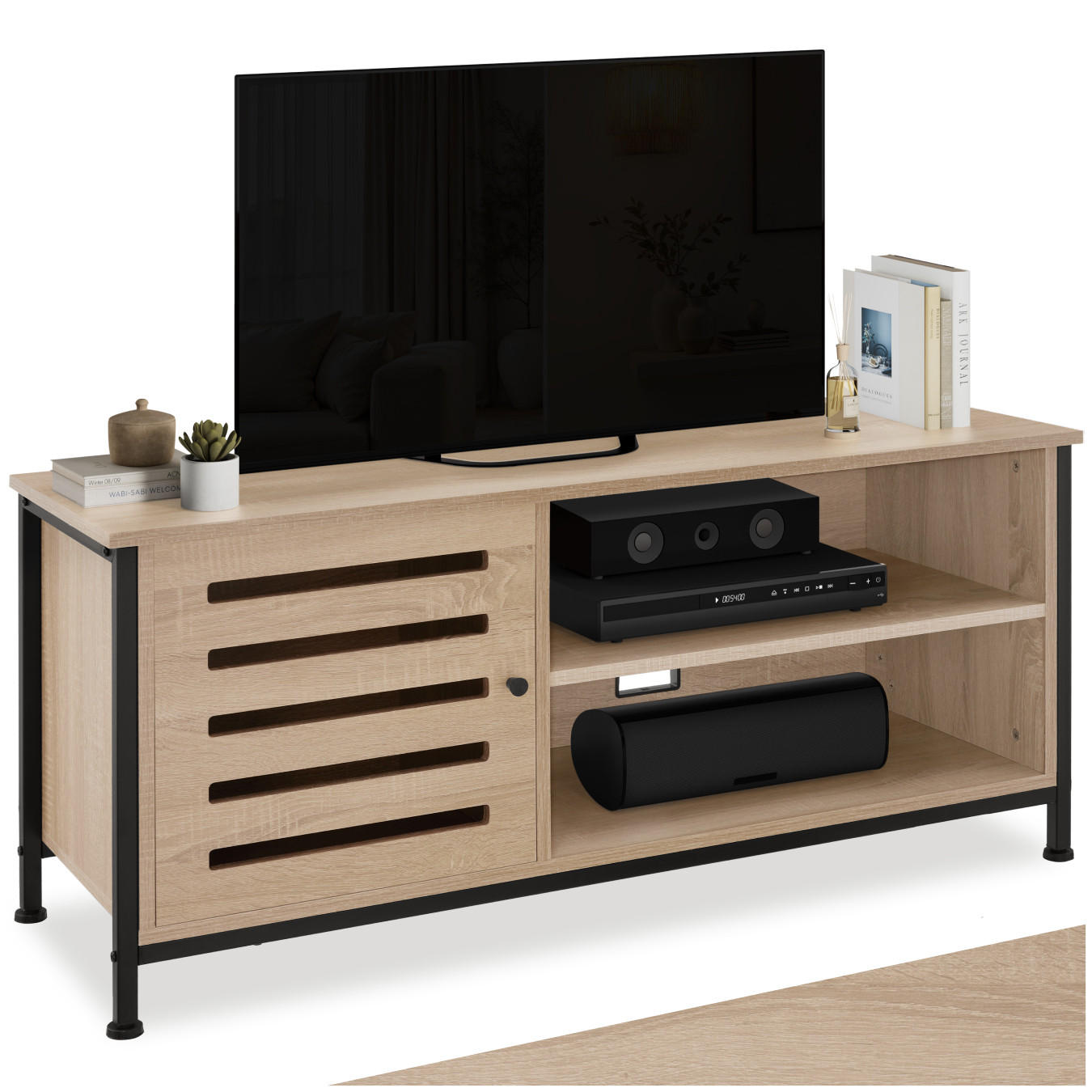 TV-BOARD Galway,110 x 41,5 x 50,5 cm,Industrial Holz hell, Eiche Sonoma - Naturfarben, Holzwerkstoff (41.5/50.5/110cm) - tectake