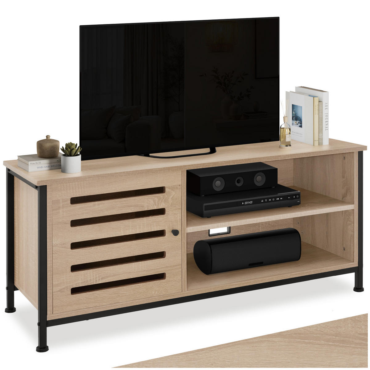 TV-BOARD Galway,110 x 41,5 x 50,5 cm,Industrial Holz hell, Eiche Sonoma - Naturfarben, Holzwerkstoff (41.5/50.5/110cm) - tectake