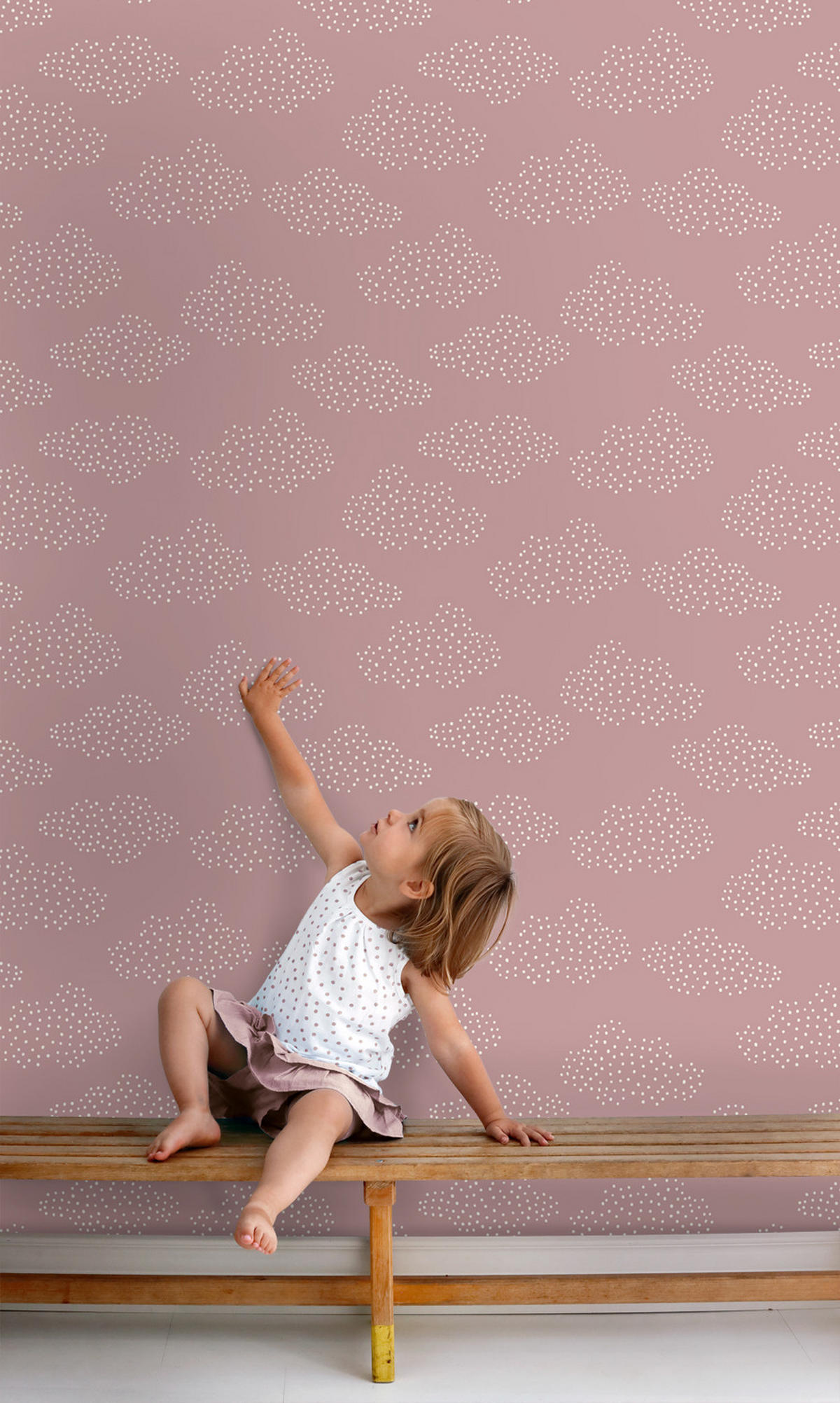 TAPETE kleine Wolken 50 x 900 cm - Pink, Papier (50/0.1cm) - ESTAhome
