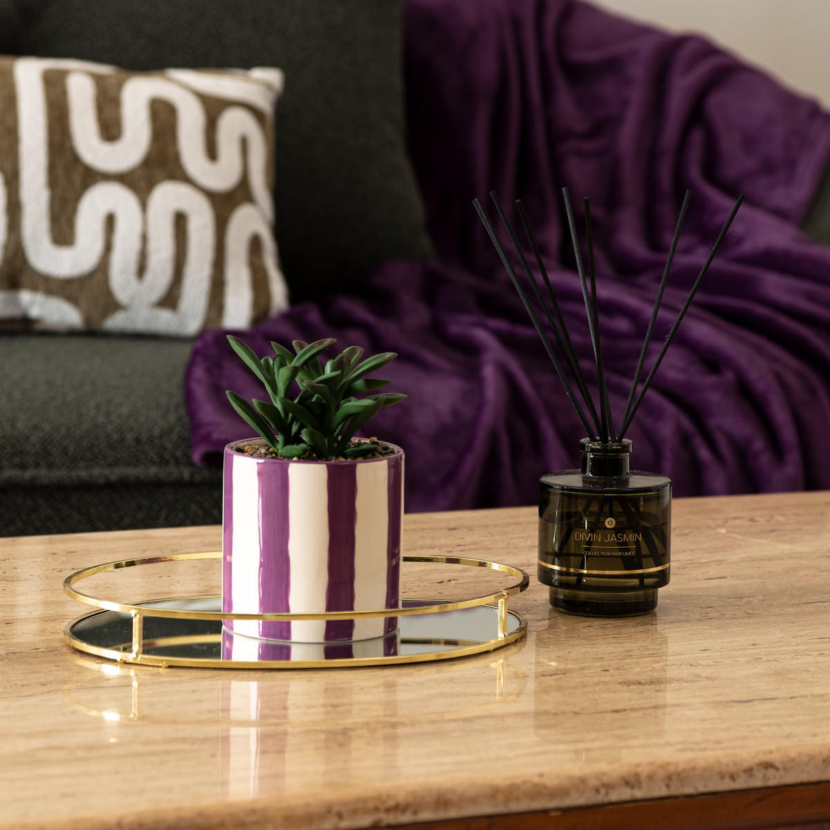 KÜNSTLICHER SUKKULENT im Topf 16,5 cm - Grün, Keramik (16.5cm) - Atmosphera Createur d´interieur