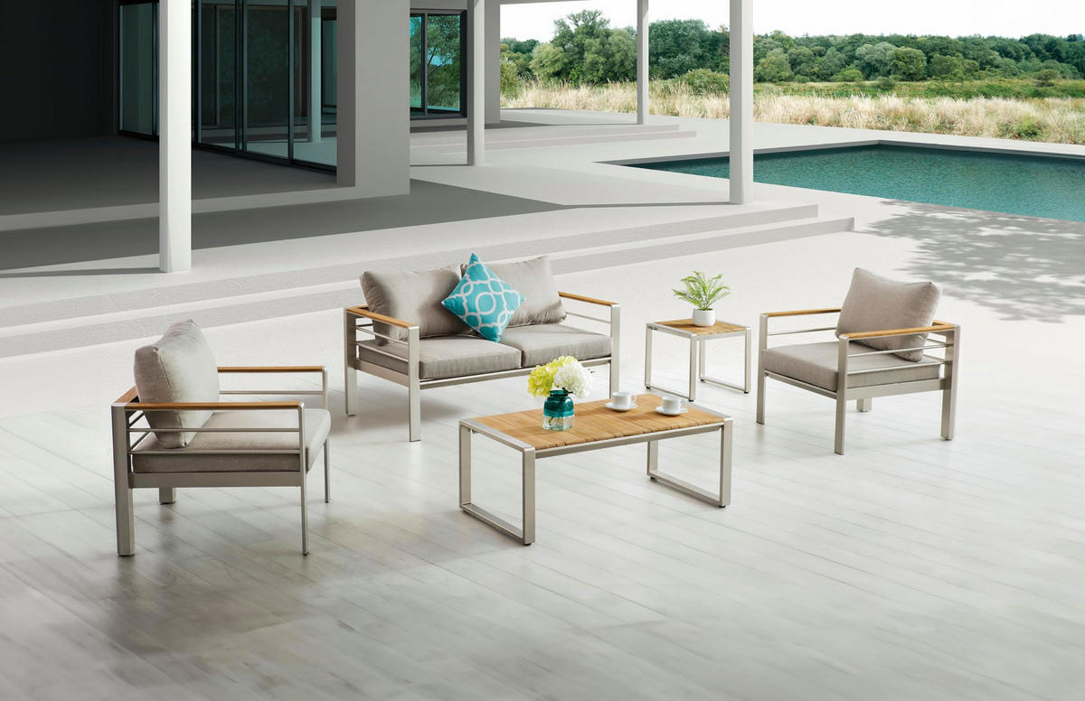 GARTENLOUNGESET Cornel 4-teilig Gartenmöbel - Braun, Kunststoff - DELUKE