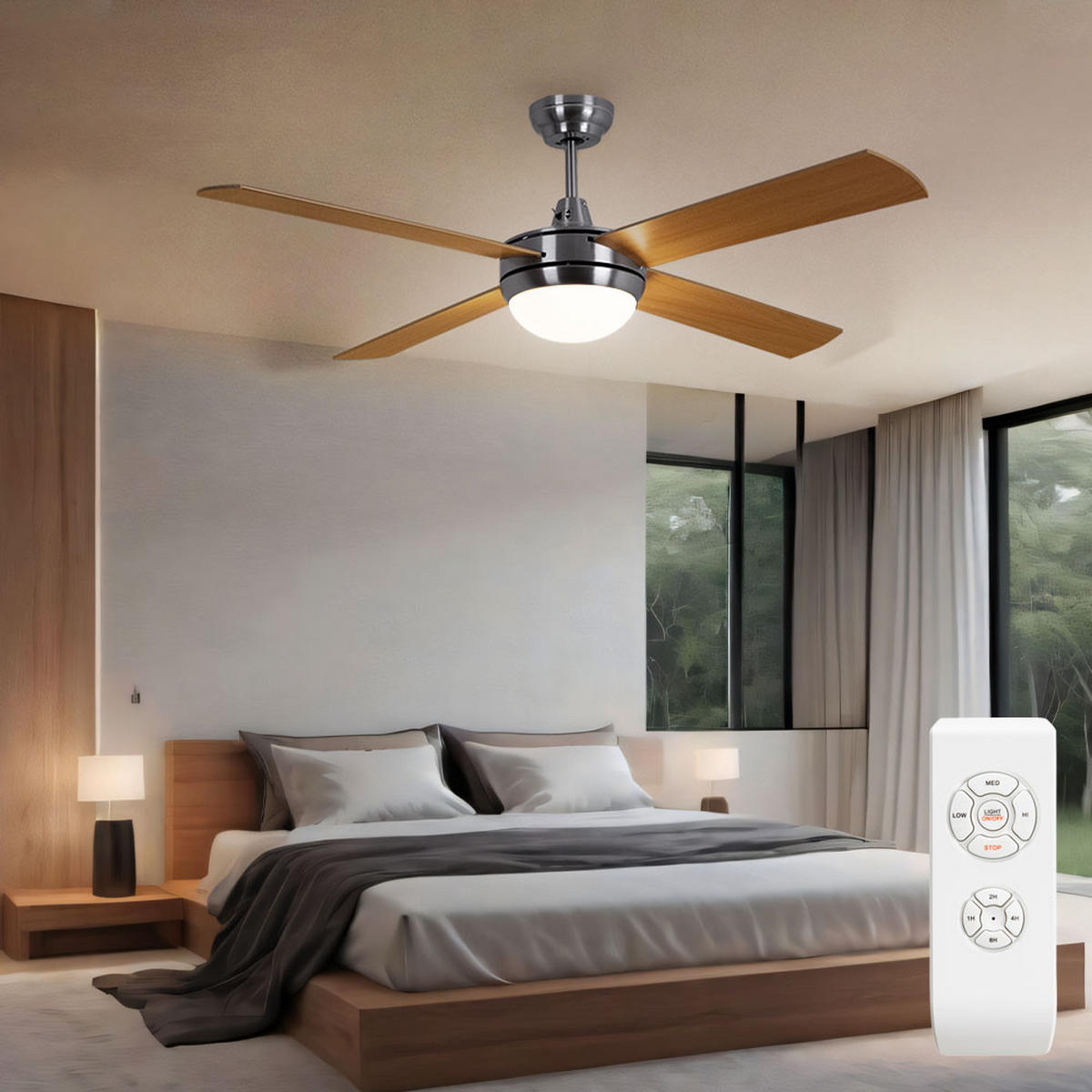 DECKENLEUCHTE Braun Metall Glas mit Fernbedienung - Braun, Glas (132/46/46cm)