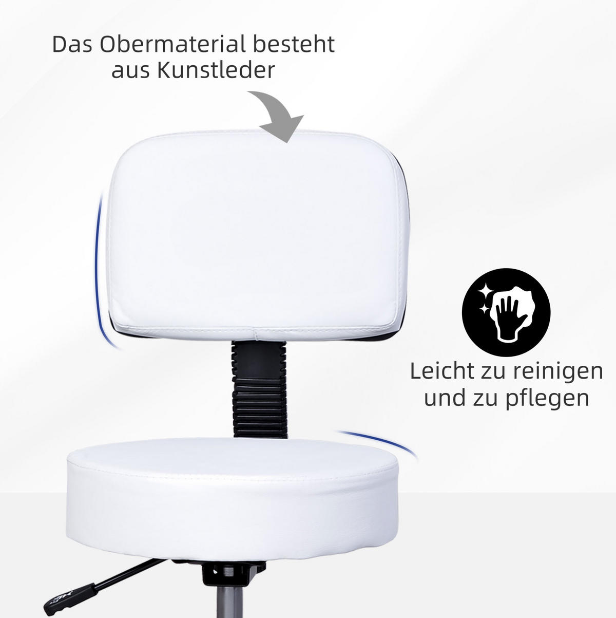 BÜROSTUHL höhenverstellbar mit Lehne Weiß - Weiß, Metall (35/84/35cm) - Meubliv