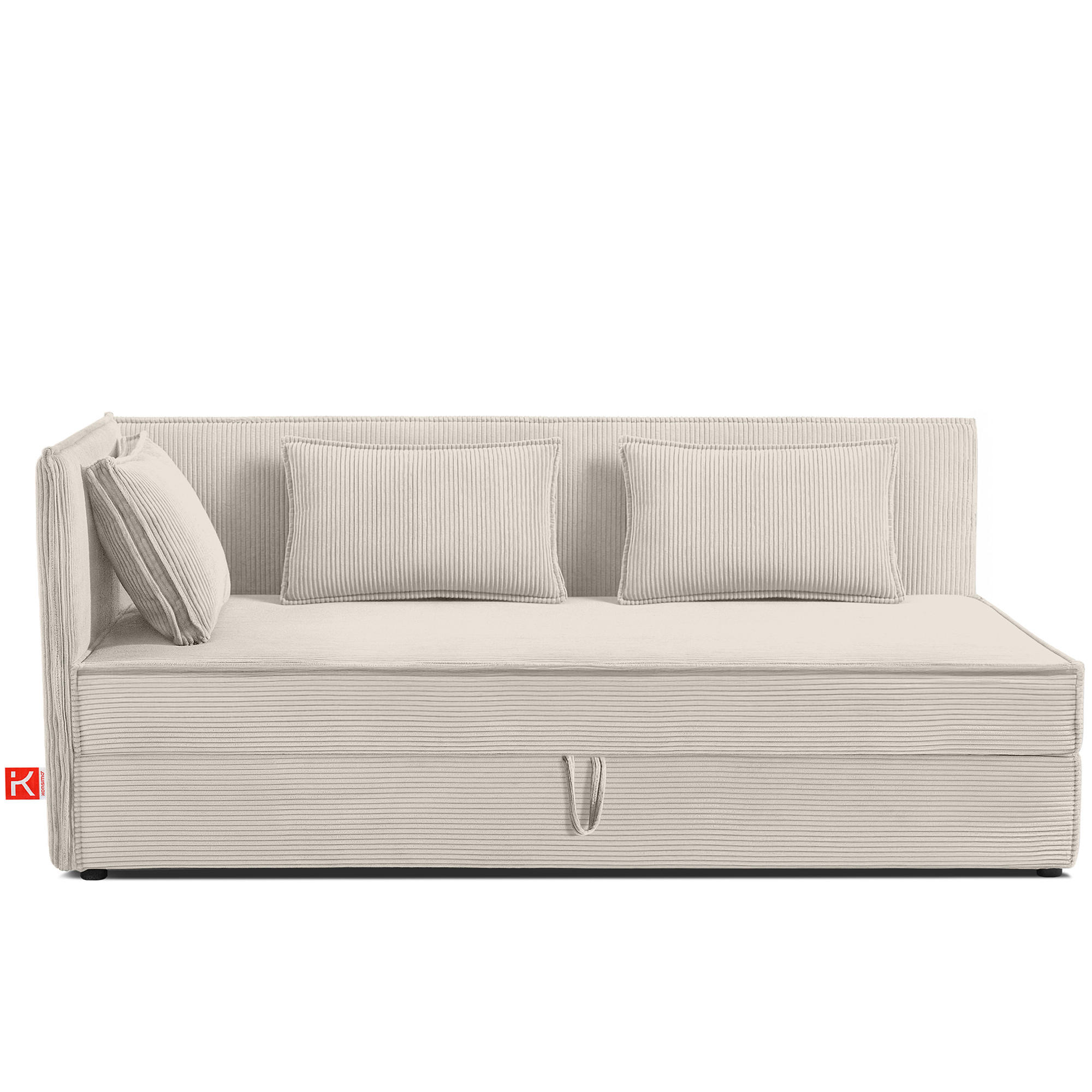 JUGENDBETT ROTI Einzelbett mit Bettkasten, 90x200cm, Bett mit Bonellmatratze, mit Rückenlehne - Creme/Schwarz, Holz/Holzwerkstoff (92/200cm) - KONSIMO®