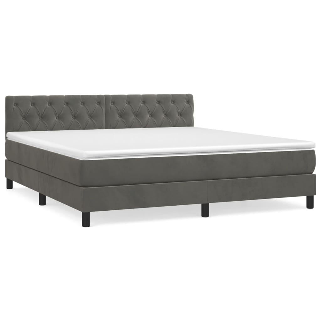 BOXSPRINGBETT MIT MATRATZE DUNKELGRAU 160X200 CM SAMT - Dunkelgrau, Holz/Textil (160/200cm) - vidaXL