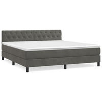 BOXSPRINGBETT MIT MATRATZE DUNKELGRAU 160X200 CM SAMT - Dunkelgrau, Holz/Textil (160/200cm) - vidaXL