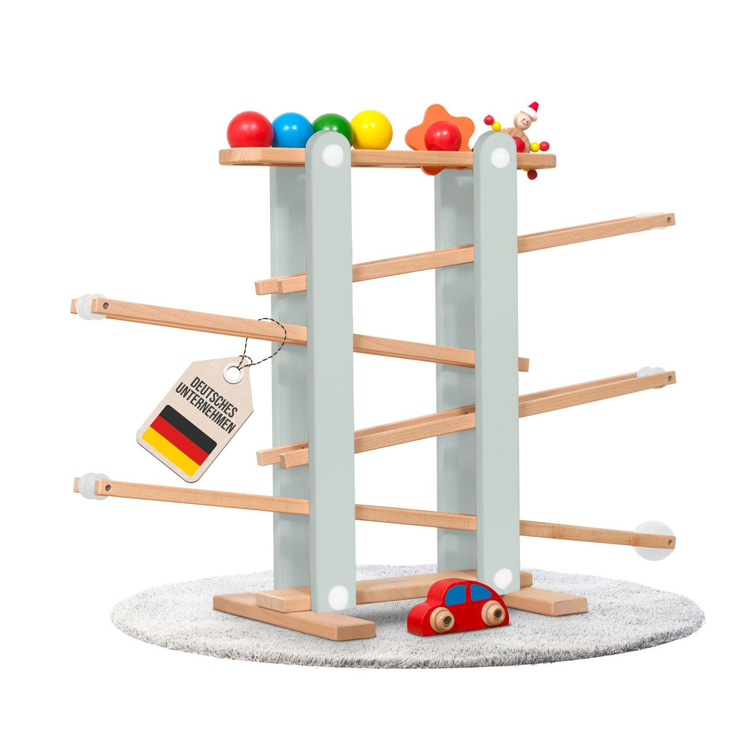 KUGELBAHN L Holz Grün mit 7 Roll Elementen - Grün, Holz (26/70cm) - Coemo