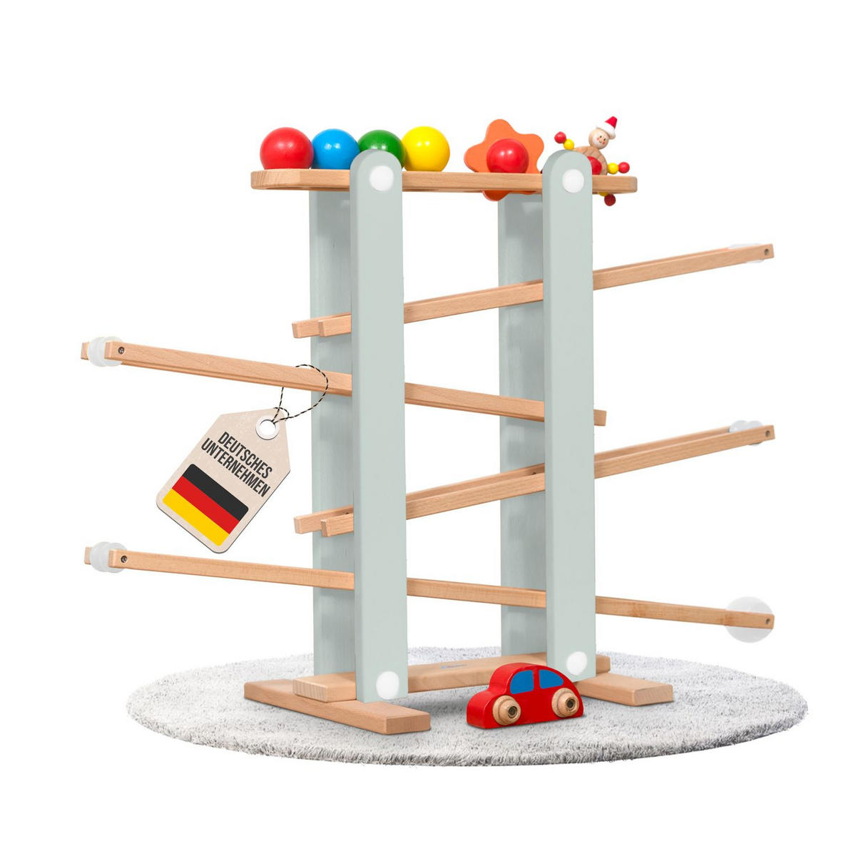 KUGELBAHN L Holz Grün mit 7 Roll Elementen - Grün, Holz (26/70cm) - Coemo