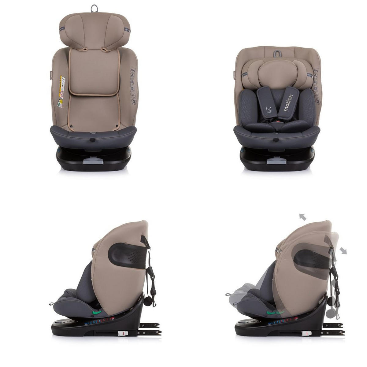 KINDERSITZ i-Size Motion beige (40 - 150 cm) Isofix 360° drehbar verstellbar - Beige, Kunststoff (44/81/55cm) - Chipolino