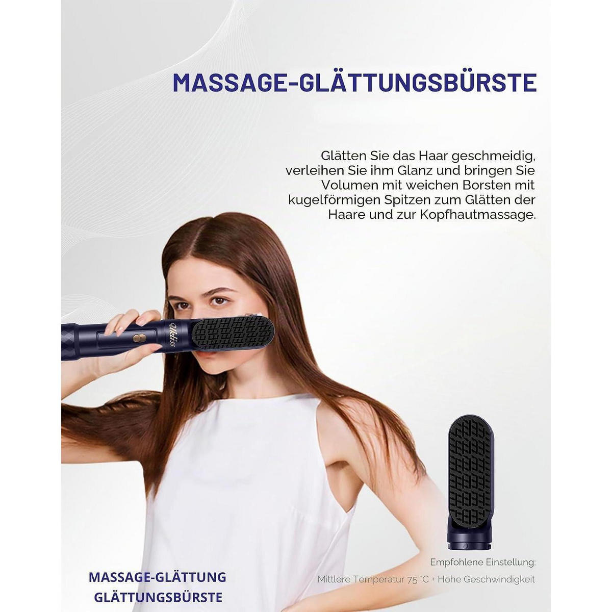 HAARSTYLER 6 in 1 Set mit automatischem Lockenstab und Warmluftbürste Blau - Blau, Kunststoff (20/8/26cm)