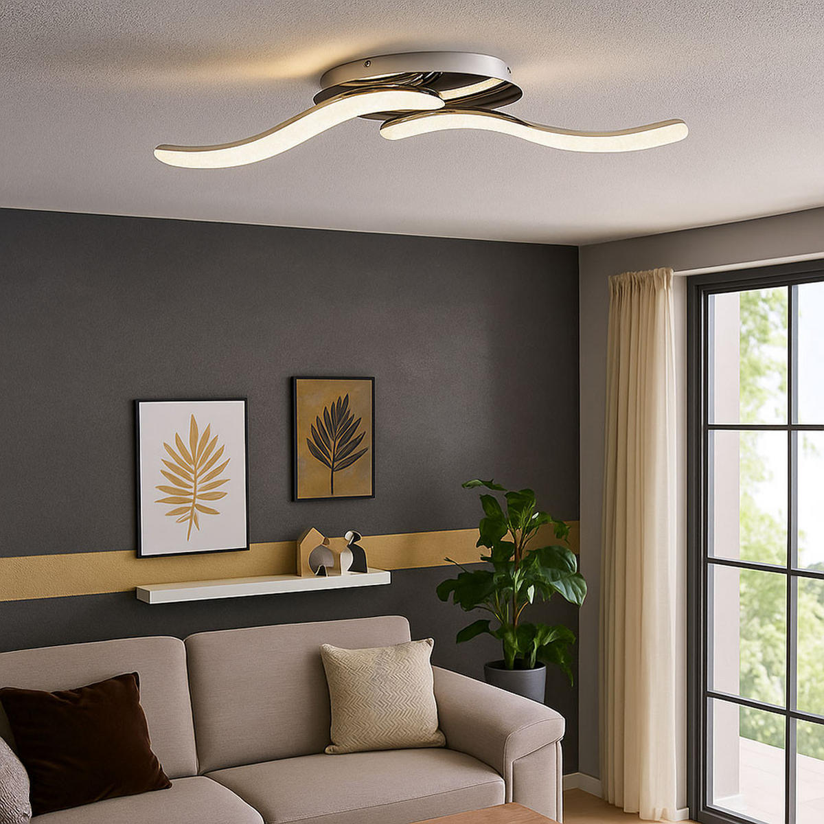 LED DECKENLEUCHTE Nabro Silber Chrom Kristalle - Silberfarben, Metall (75/20/12cm) - Globo Lighting