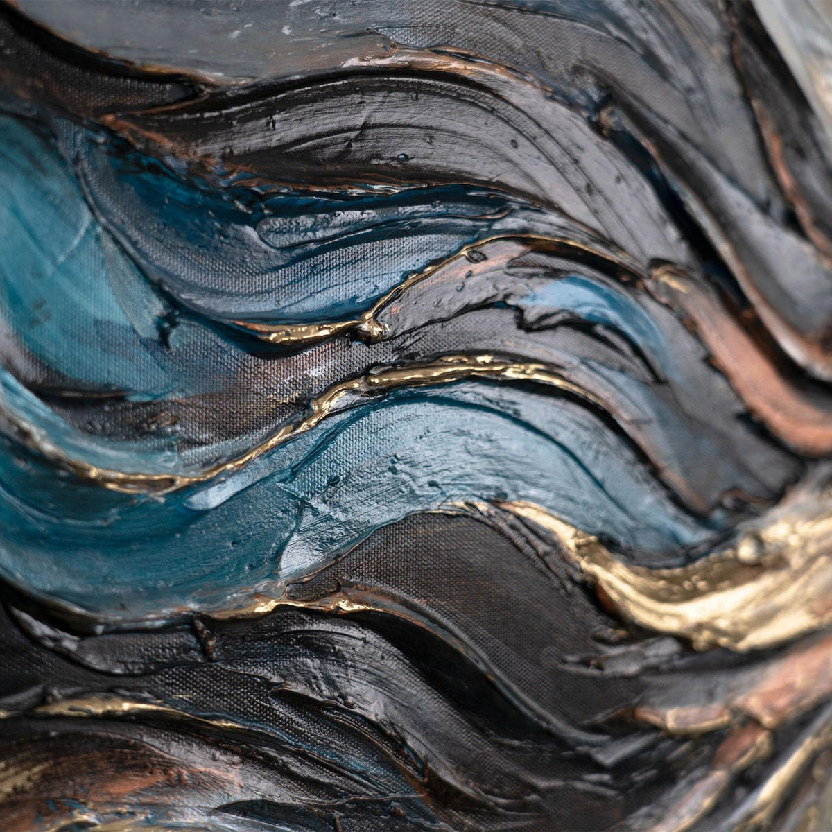 GEMÄLDE Dynastie der Stärke Schattenfugenrahmen Schwarz-Gold 140x100 cm - Schwarz Hochglanz, Holz (140/100cm) - YS-art gallery