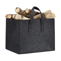 KAMINHOLZKORB - Anthrazit, Textil (43/34.5/36.5cm) - Relaxdays