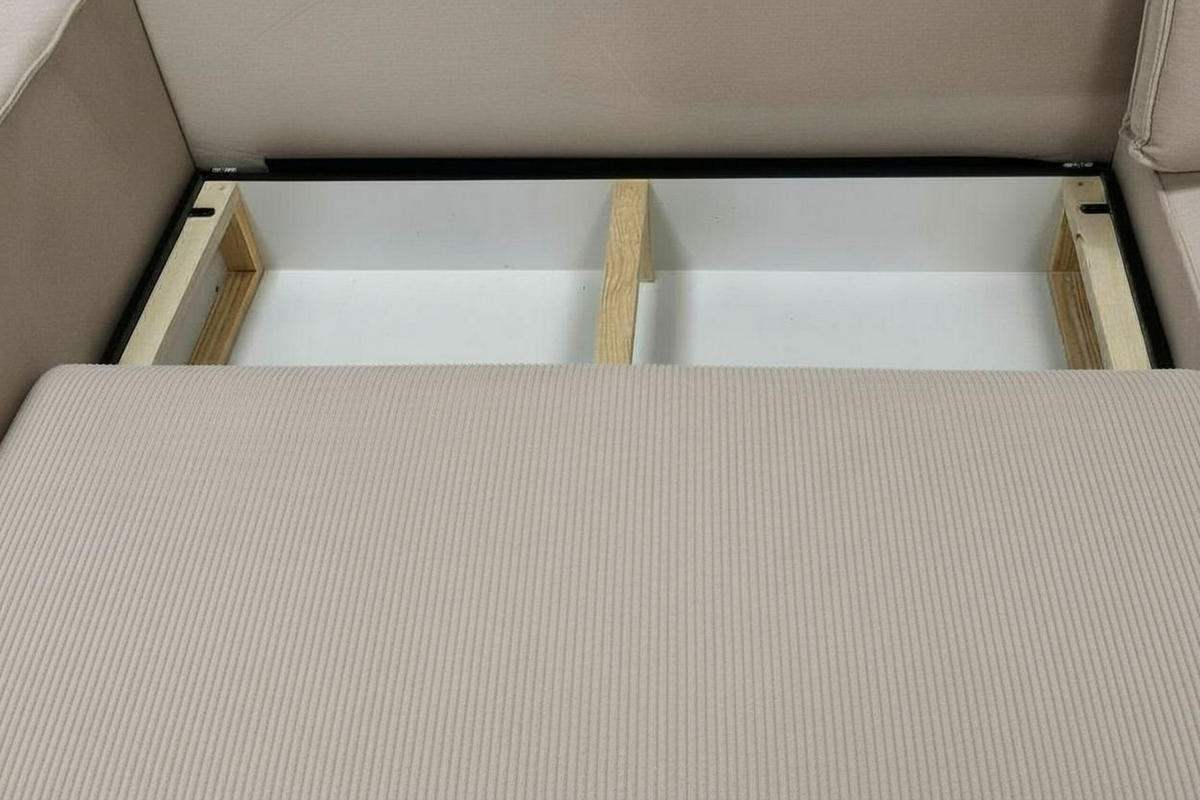 ECKSOFA RIO mit Schlaffunktion und Bettkasten, Farbe: Creme, Cordstoff, Ottomane Universal - Creme, Textil (249/142cm) - Marpur