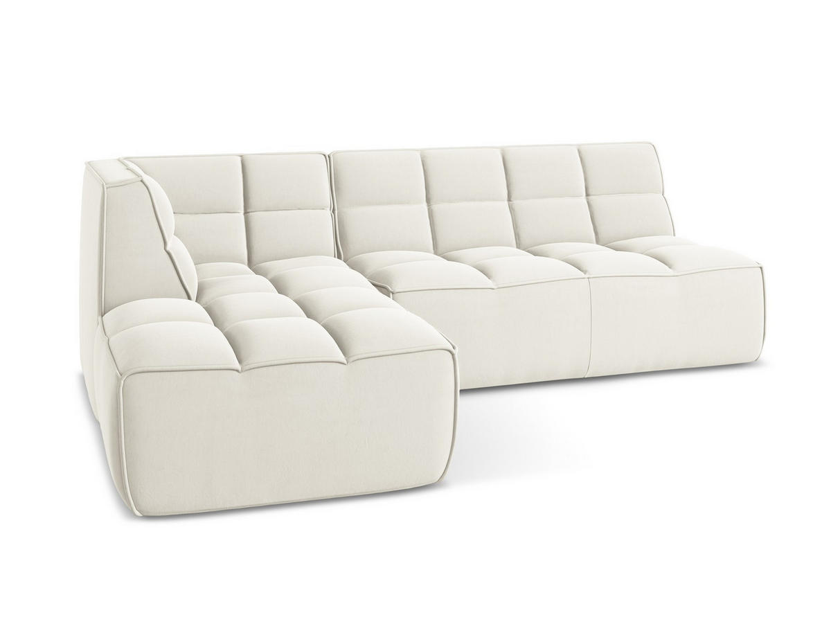 ECKSOFA Beidseitig Samt Stoff Beige - Beige/Creme, Kunststoff/Textil (258/178cm) - Makamii