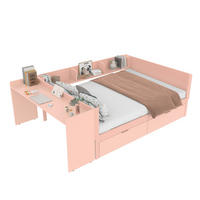 RAHMENBETT 140/200 cm rosa mit Schreibtisch und 2 Schubladen - Rosa, Holz (140/200cm) - OKWISH