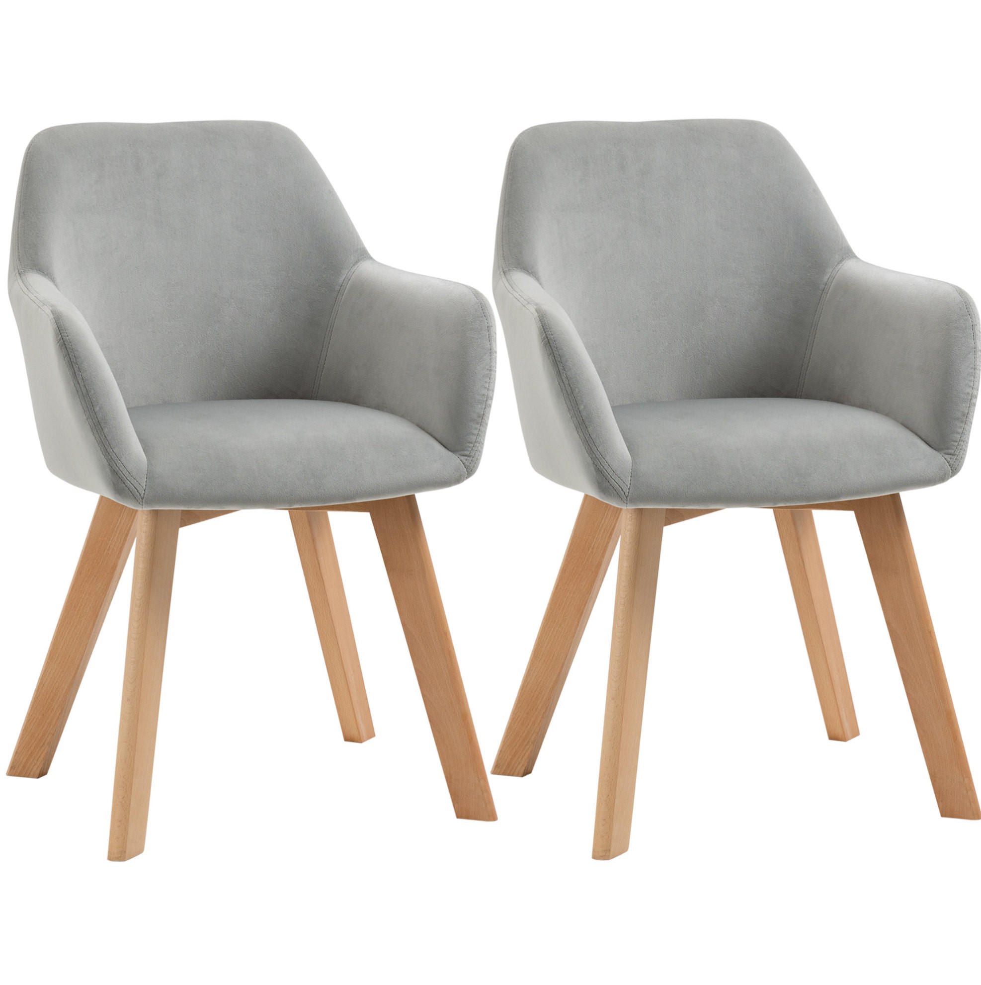 ESSZIMMERSTUHL 2er-Set mit Armlehnen 54 x 57 x 80 cm Polyester Gray - Grau, Holz (57/80/54cm) - Meubliv