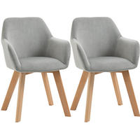 ESSZIMMERSTUHL 2er-Set mit Armlehnen 54 x 57 x 80 cm Polyester Gray - Grau, Holz (57/80/54cm) - Meubliv