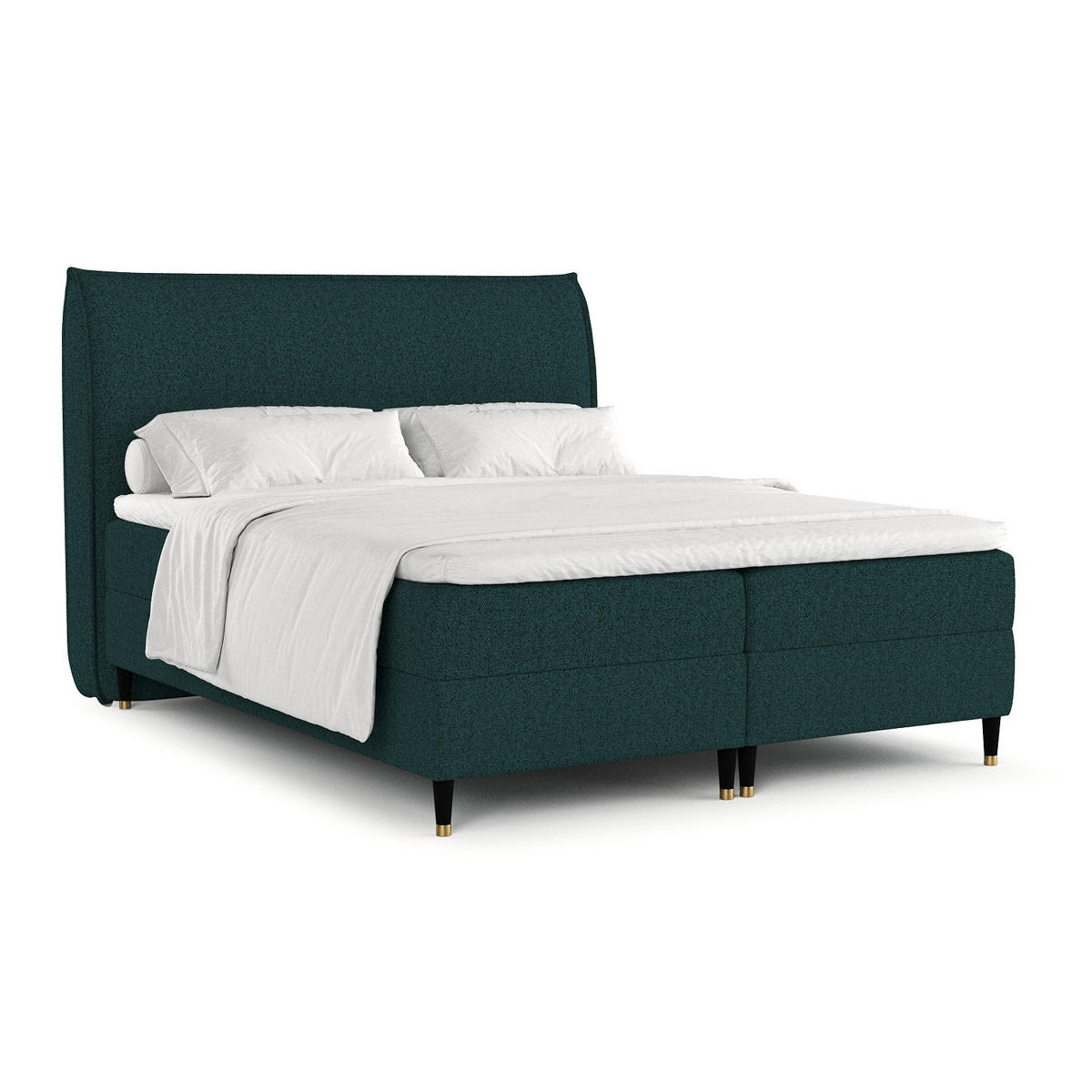 BOXBETT Melba Grün 180/200 cm mit Bonellmatratze - Schwarz/Grün, Holz/Holzwerkstoff (180/200cm) - Maison de Reve