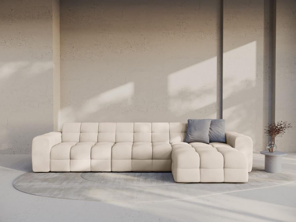 ECKSOFA rechts Kendal aus strukturiertem Stoff beige 5 Sitzplätze - Beige, Textil (173/357cm) - Micadoni