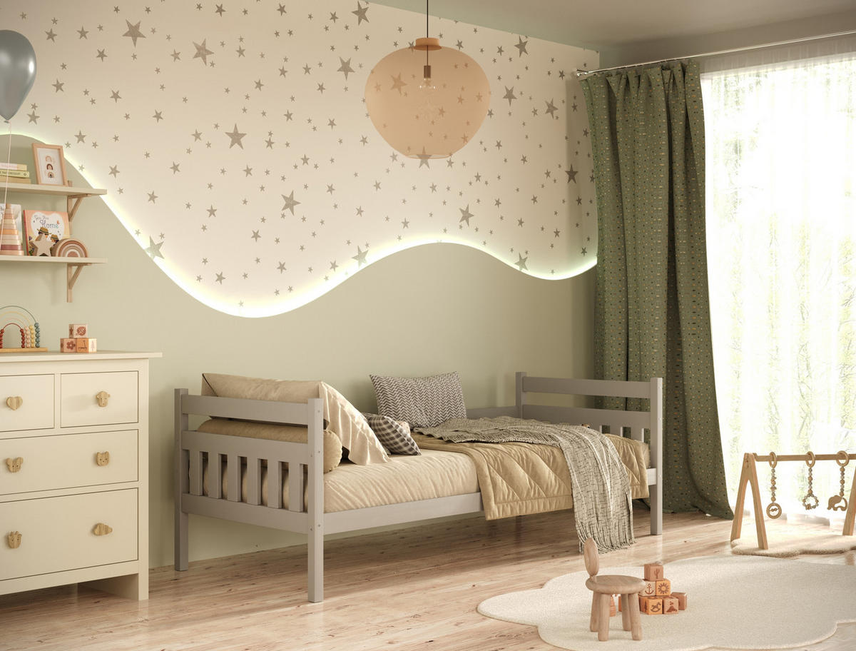 KINDERBETT Dawid ohne Matratze 90/200 Grau 90/200 - Grau, Holz (90/200cm) - RAUMHIRSCH FURNITURE