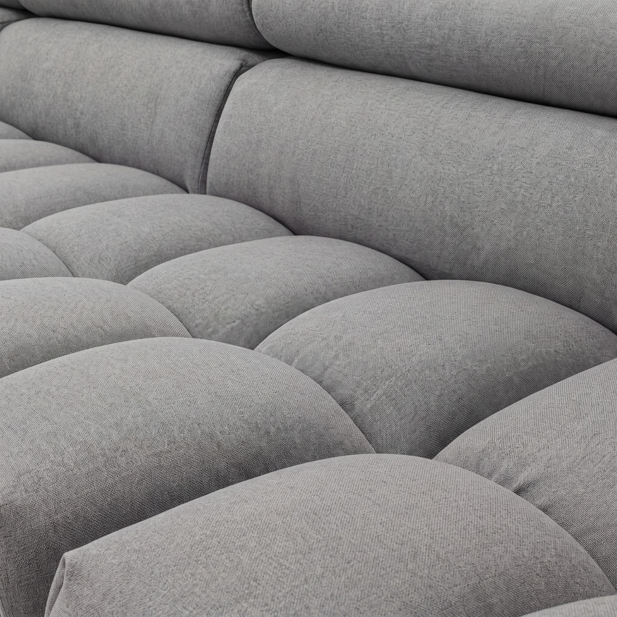 ECKSOFA PUDDING MAXI L Links mit Schlaffunktion 125x195 Velours Grau - Schwarz/Grau, Holz/Textil (203/350cm) - Muffo