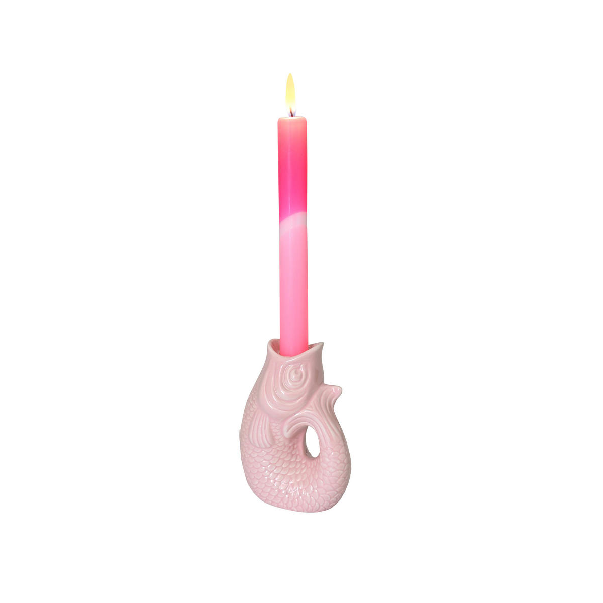 KERZENHALTER Monsieur Carafon XS Fisch-Form, Steingut, Sea Pink, H 12.7 cm - Rosa, Stein (10/20/10cm) - Gift Company