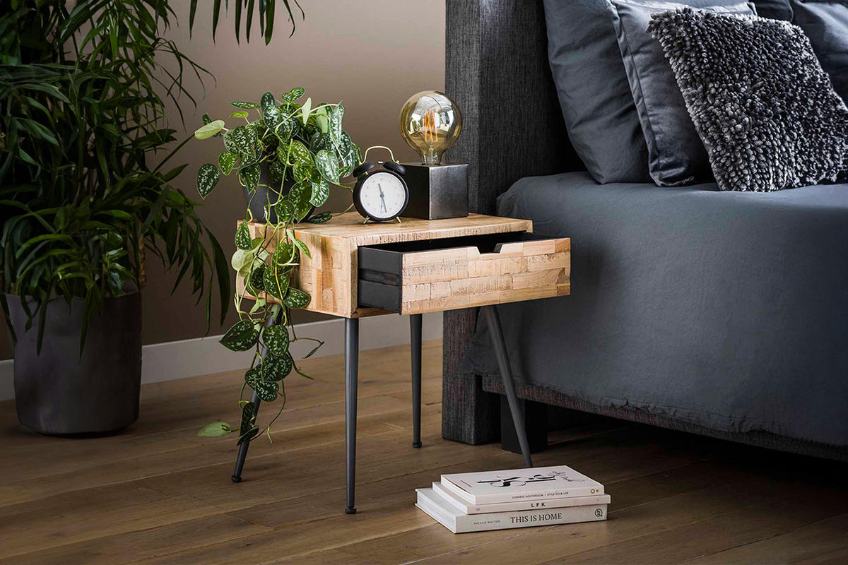 NACHTTISCH TICAR Holz Teakholz - Braun, Holz (45/50/35cm) - KAWOLA