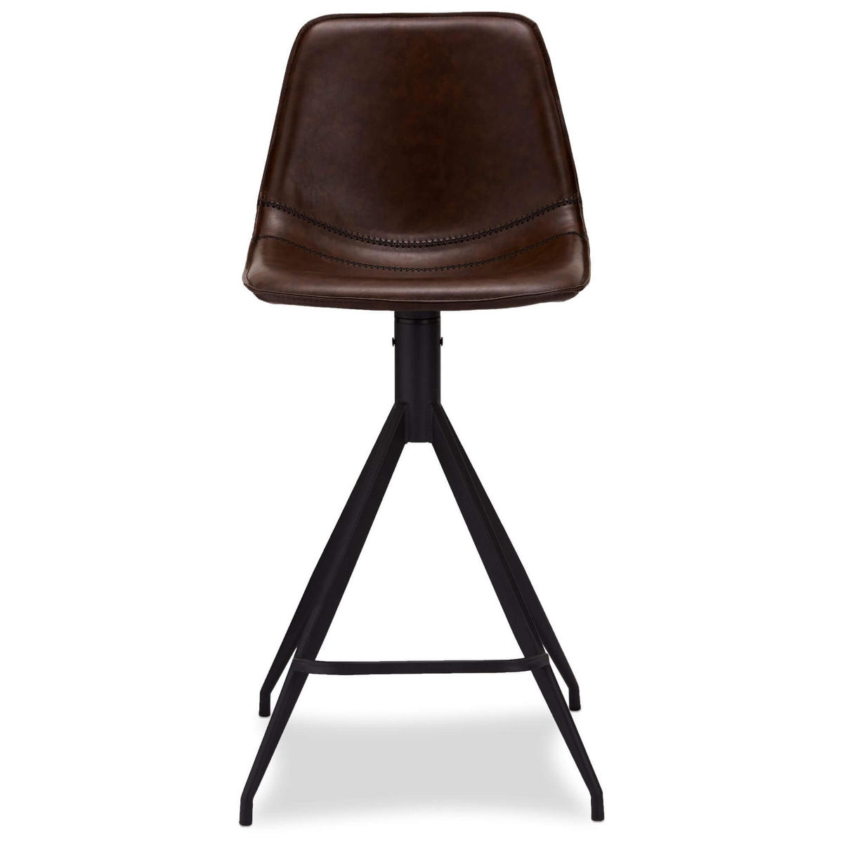BARHOCKER-SET 2 Stück in Kunstleder - Schwarz/Braun, Textil/Metall (48/98/57cm) - Furnhouse