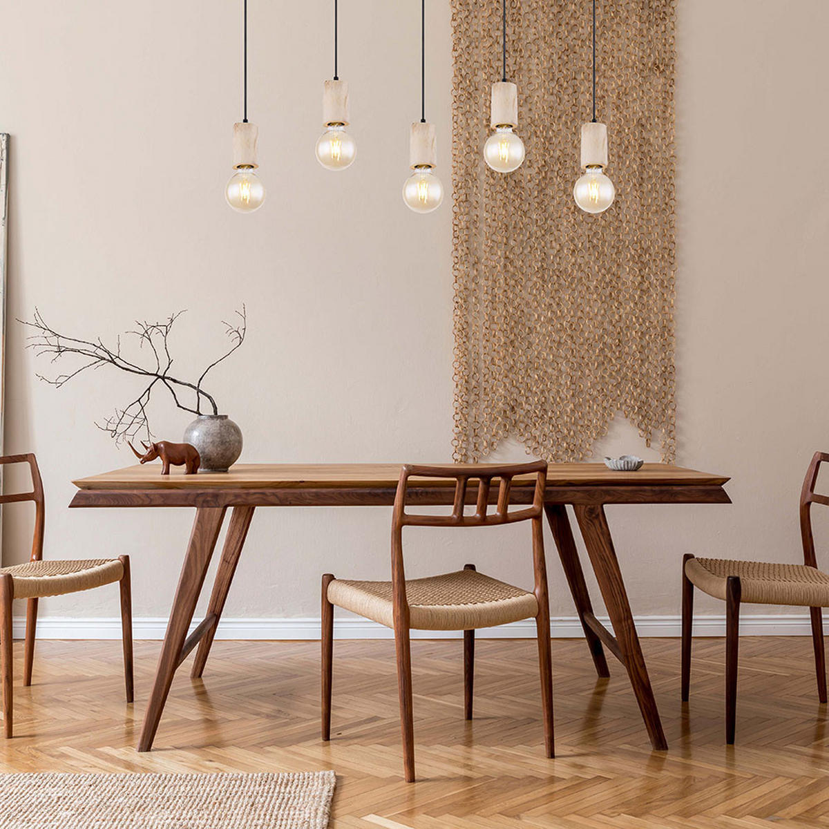 HÄNGELEUCHTE Metall Holzoptik Braun Schwarz - Braun, Holz (115/10/120cm)