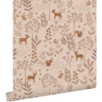 TAPETE Wald mit Waldtieren 53 cm x 10.05 m - Pink, Papier (53/0.1cm) - ESTAhome