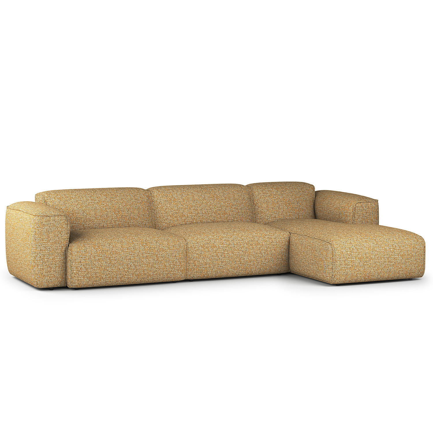 3-SITZER ECKSOFA mit Longchair - Schwarz/Honig, Kunststoff/Textil (317/173cm) - home24