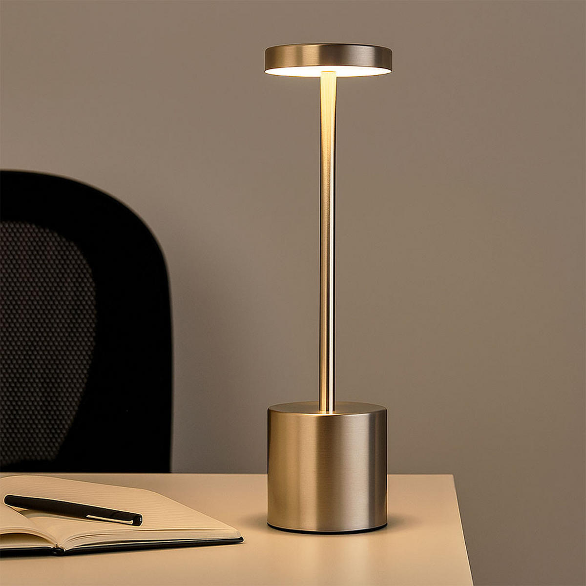 LED TISCHLEUCHTE POLINA Akku Schwarz - Silberfarben, Metall (8/8/34cm) - Globo Lighting