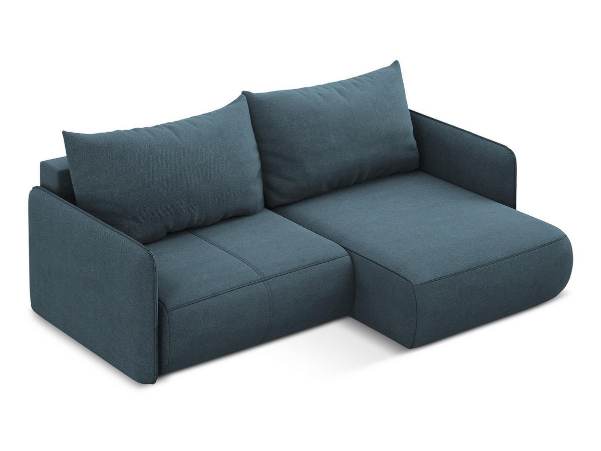 ECKSOFA mit Schlaffunktion Strukturstoff Stoff Blau - Blau/Blaugrau, Kunststoff/Textil (207/148cm) - Makamii