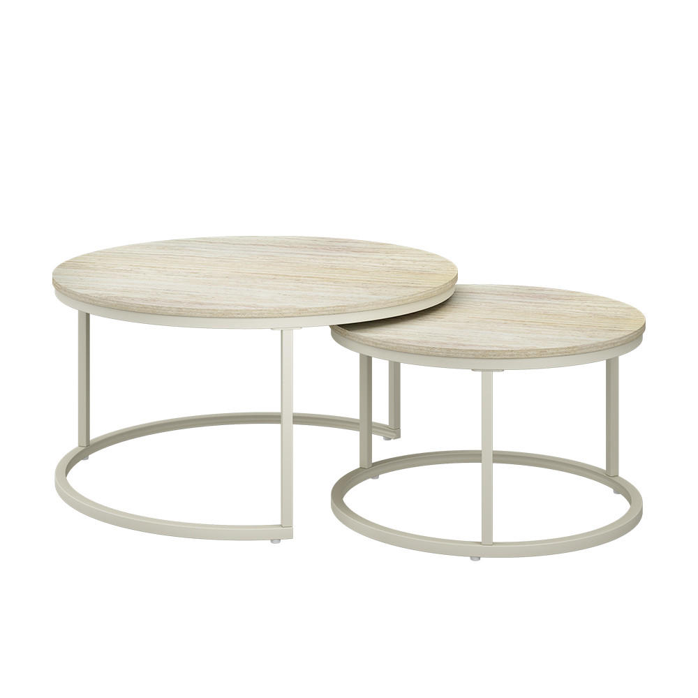 COUCHTISCH-SET Montreal, Travertin/Cashmere, 77 x 77 cm - Kaschmir/Braun, Holzwerkstoff (77/77/40cm) - Vicco