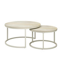 COUCHTISCH-SET Montreal, Travertin/Cashmere, 77 x 77 cm - Kaschmir/Braun, Holzwerkstoff (77/77/40cm) - Vicco